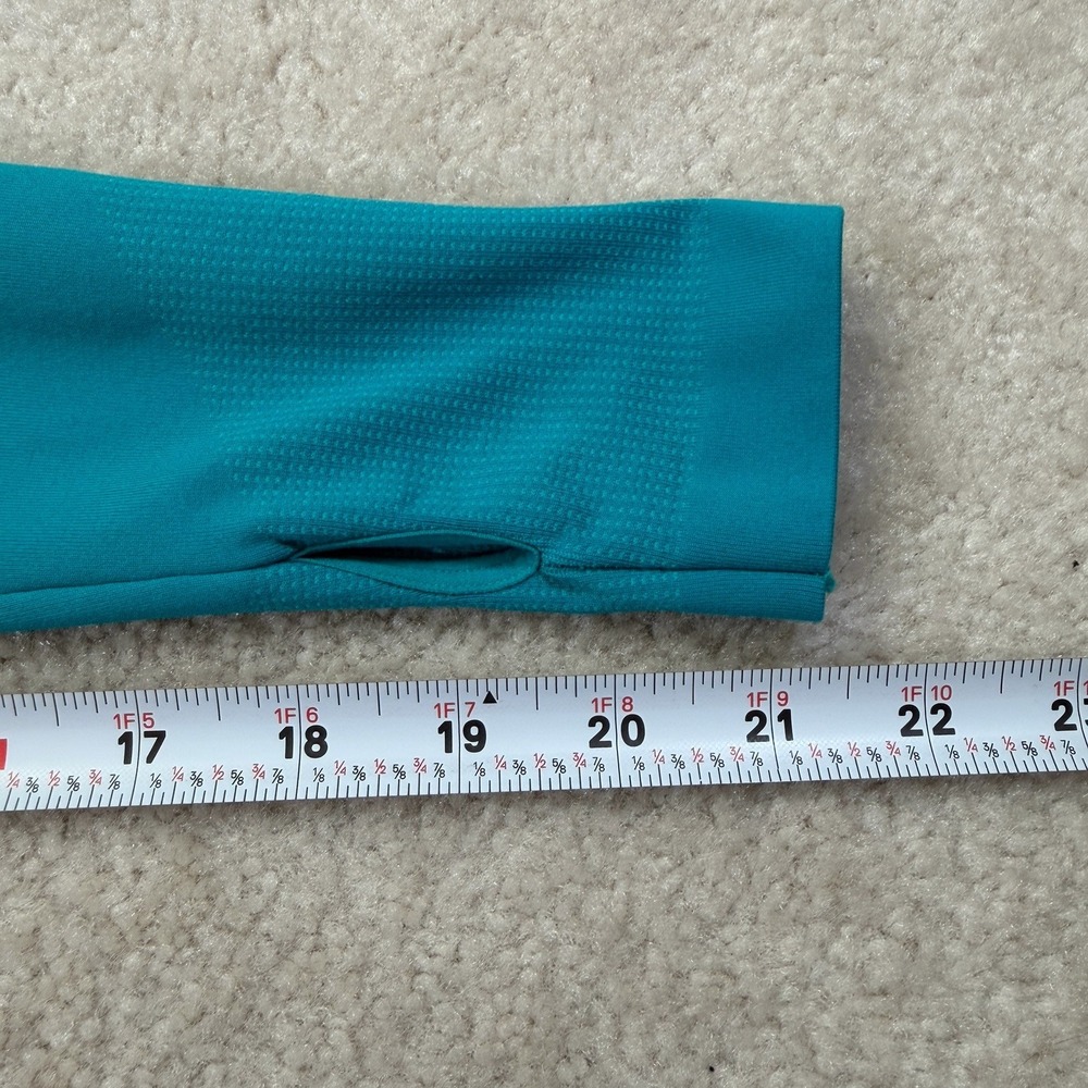 Title Nine Prowess Base Layer Shirt Women's M Teal Green Ruched Nylon Polyester - Picture 6 of 7
